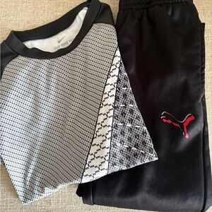 Kids Matching Active Set - Black, Gray, White with Red Accent Size 5-7
